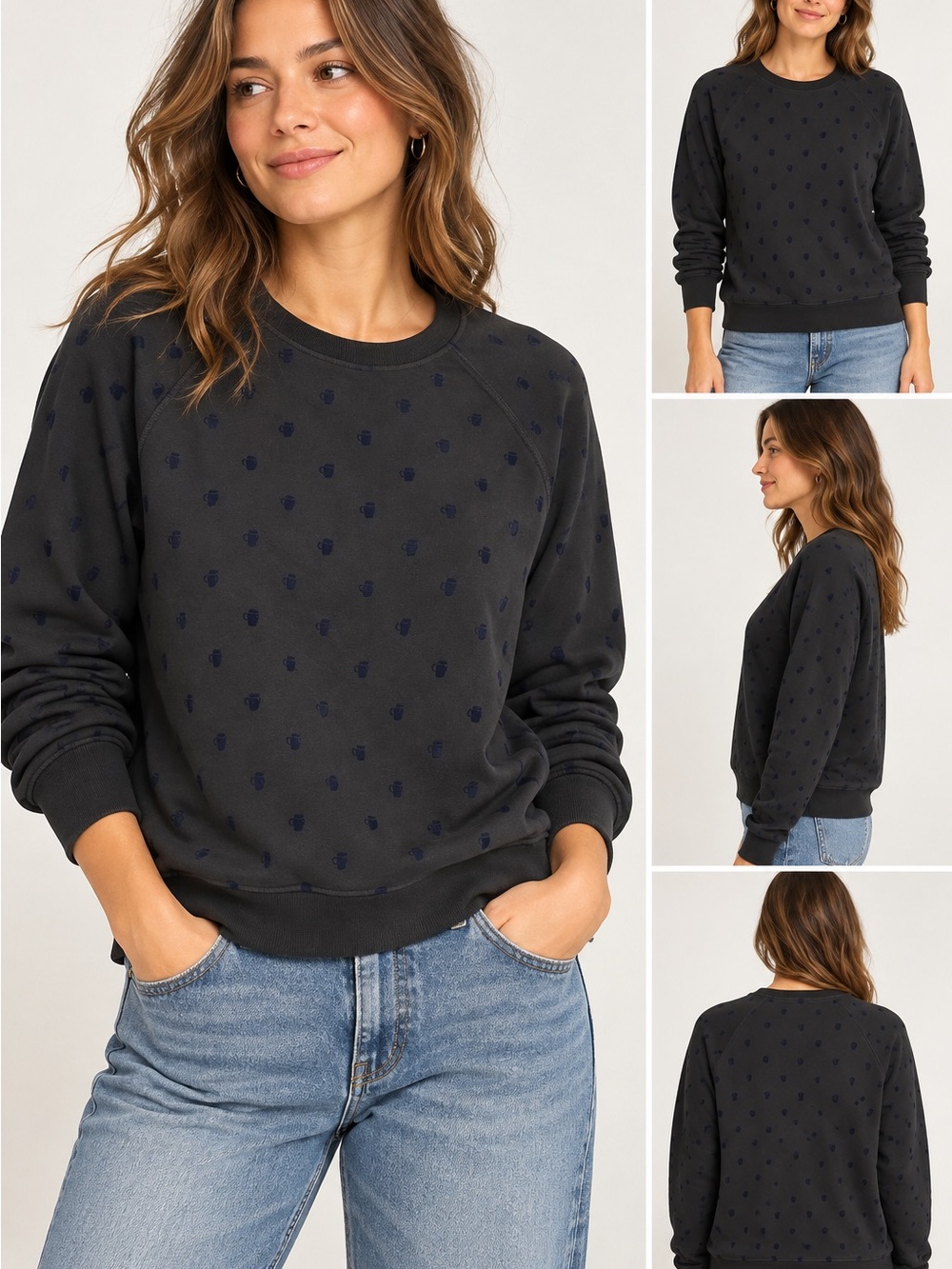Scotch & Soda "Tous Les Jours" charcoil Grey Graphic Sweatshirt M